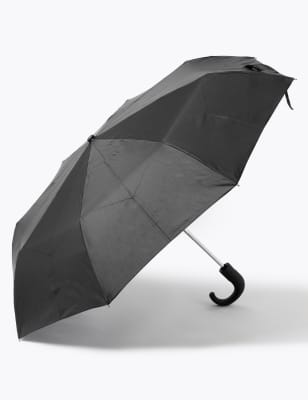 

Mens M&S Collection Recycled Polyester Crook Handle Umbrella with Windtech™ - Black, Black