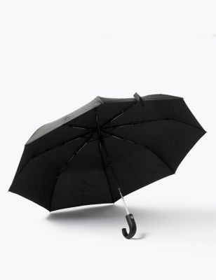 Mens M&S Collection Recycled Polyester Crook Handle Umbrella with Windtech™ - Black
