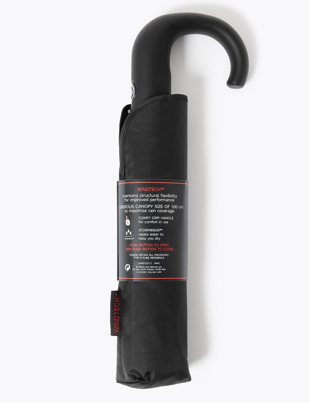 Recycled Polyester Crook Handle Umbrella with Windtech™ image 5
