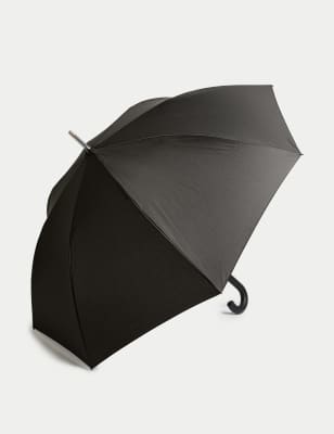 M&S Mens Recycled Polyester Large Umbrella with Windtech - Black, Black