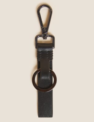 

Mens M&S Collection Leather Keyring - Black, Black