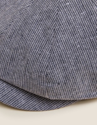 

Mens M&S Collection Linen Blend Textured Baker Boy Hat - Grey Mix, Grey Mix