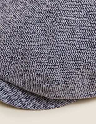 

Mens M&S Collection Baker-Boy-Mütze aus Leinenmischgewebe mit Strukturmuster - Grey Mix, Grey Mix