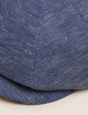 

Mens M&S Collection Linen Blend Textured Baker Boy Hat - Blue Mix, Blue Mix