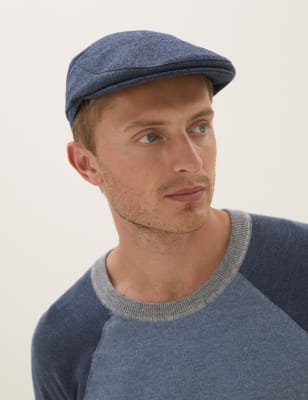 

Mens M&S Collection Schiebermütze aus Wollmischgewebe mit Strukturmuster - Denim, Denim