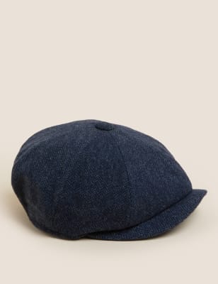 

Mens M&S SARTORIAL Pure Wool Baker Boy Hat with Thermowarmth™ - Navy Mix, Navy Mix