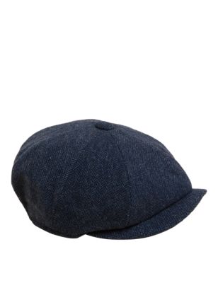1920s Mens Hats & Caps | Gatsby, Peaky Blinders, Gangster, Mafia Mens Sartorial Pure Wool Baker Boy Hat with Thermowarmth - Navy Mix Navy Mix $60.99 AT vintagedancer.com