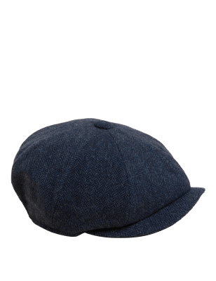 1920s Mens Hats & Caps | Gatsby, Peaky Blinders, Gangster, Mafia Mens Sartorial Pure Wool Baker Boy Hat with Thermowarmth - Navy Mix Navy Mix $60.99 AT vintagedancer.com