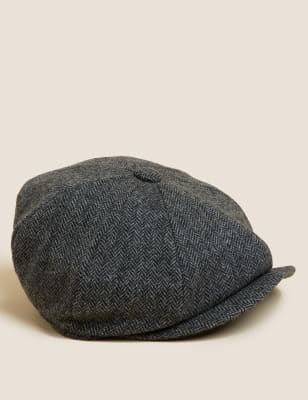 

Mens M&S SARTORIAL Pure Wool Baker Boy Hat with Thermowarmth™ - Grey Mix, Grey Mix