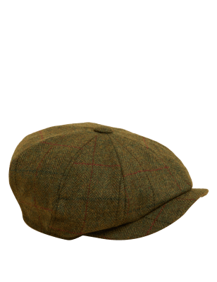 

Mens M&S SARTORIAL Baker Boy-Mütze aus reiner Wolle mit Thermowarmth™ - Green Mix, Green Mix