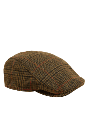 

Mens M&S SARTORIAL Karierte Schiebermütze aus reiner Wolle mit Stormwear™ - Brown Mix, Brown Mix