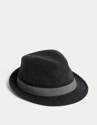 

Mens M&S Collection Wool Blend Trilby with Stormwear™ - Black Mix, Black Mix