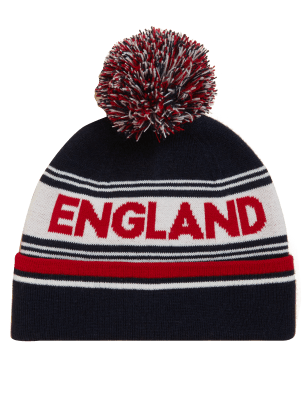 

Mens M&S Collection Men's English Bobble Beanie Hat - Navy Mix, Navy Mix