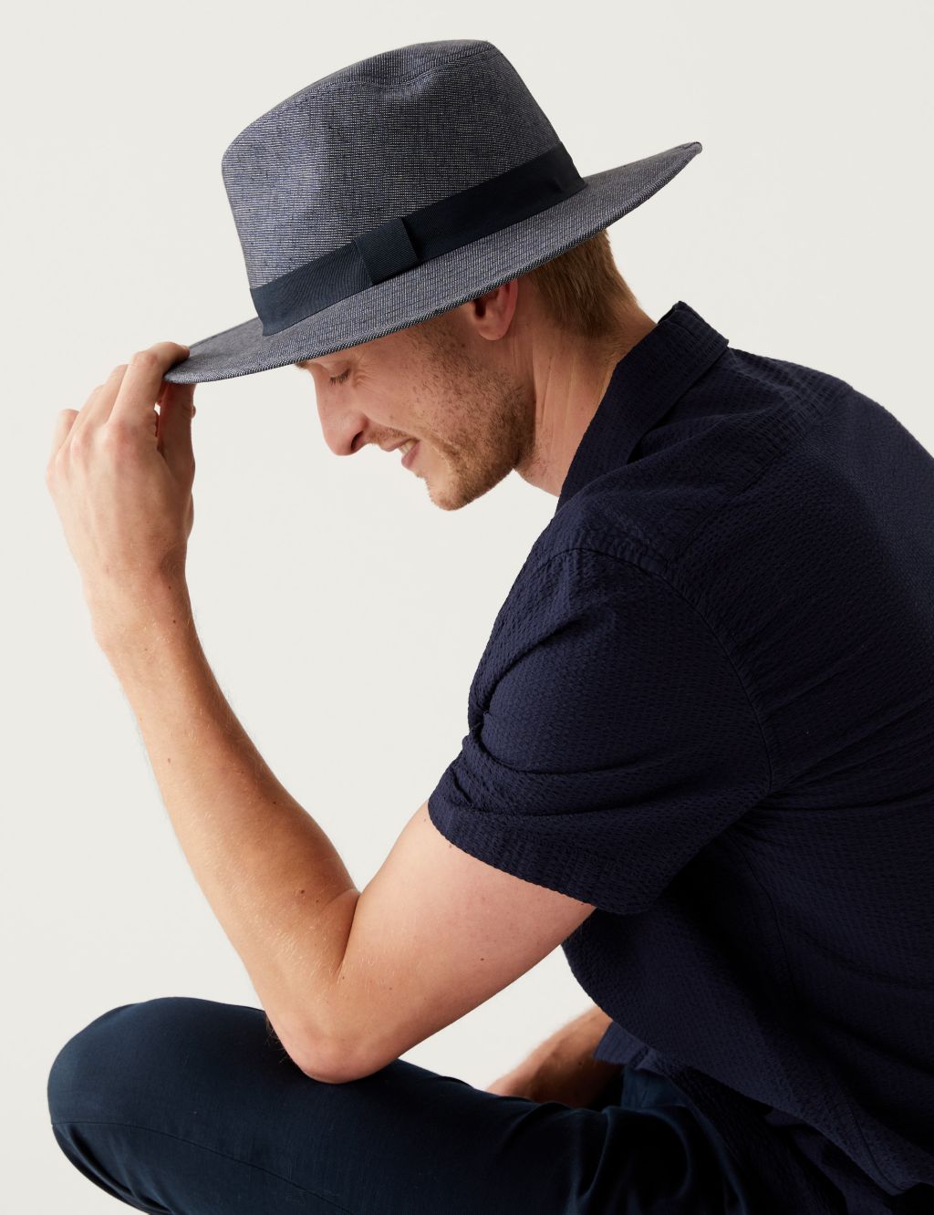 Linen Blend Broad Brim Ambassador Hat