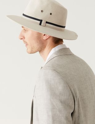 Linen Blend Broad Brim Ambassador Hat - FR