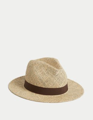 

Mens M&S Collection Textured Straw Ambassador Hat - Natural Mix, Natural Mix