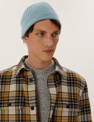 

Mens M&S Collection Rib Knit Beanie Hat - Blue, Blue