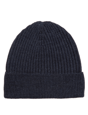 

Mens M&S Collection Rib Knit Beanie Hat - Navy Mix, Navy Mix