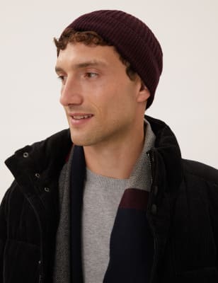 

M&S Collection Gorro de punto acanaladoMens - Berry, Berry