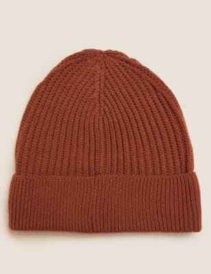 

Mens M&S Collection Rib Knit Beanie Hat - Orange, Orange