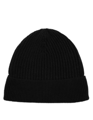 

Mens M&S Collection Rib Knit Beanie Hat - Black, Black