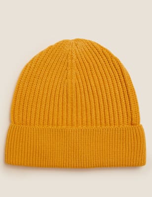 

Mens M&S Collection Rib Knit Beanie Hat - Dark Yellow, Dark Yellow