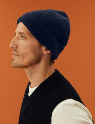 

Mens M&S Originals Pure Merino Wool Beanie - Navy, Navy