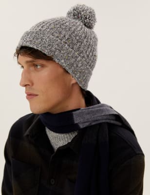 

Mens M&S Collection Beanie Hat - Grey Mix, Grey Mix