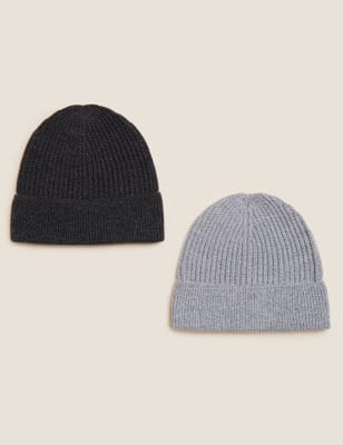 

Mens M&S Collection 2er-Pack Beanie-Mützen - Grey Mix, Grey Mix
