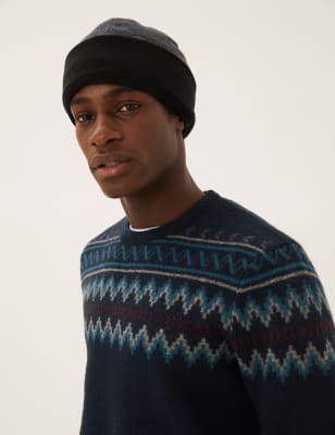 

Mens M&S Collection Reversible Fleece Beanie - Black Mix, Black Mix