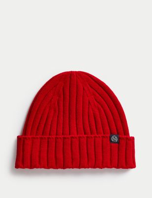 

Mens M&S Collection Knitted Beanie Hat - Red, Red