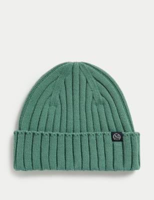 

Mens M&S Collection Beanie-Strickmütze - Faded Green, Faded Green