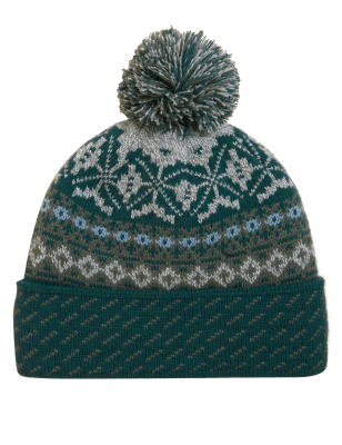 

Mens M&S Collection Fair Isle Knitted Beanie Hat - Green Mix, Green Mix