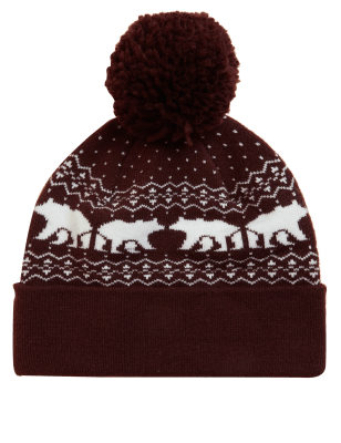 

Mens M&S Collection Polar Bear Beanie Hat - Raspberry Mix, Raspberry Mix