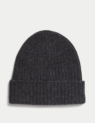 

Mens M&S Collection Pure Cashmere Beanie Hat - Charcoal, Charcoal