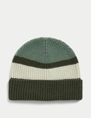 

Mens M&S Collection Striped Knitted Beanie Hat - Green Mix, Green Mix