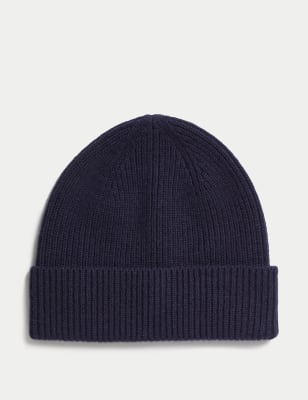 

Mens Autograph Pure Merino Wool Beanie Hat - Dark Navy, Dark Navy