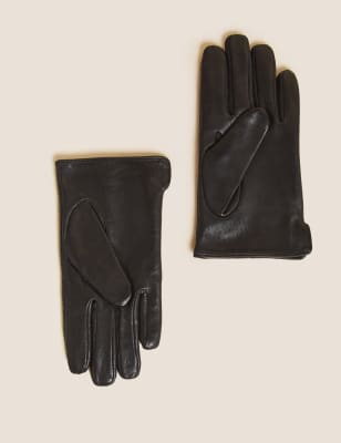 

Mens M&S Collection Leather Gloves - Black, Black