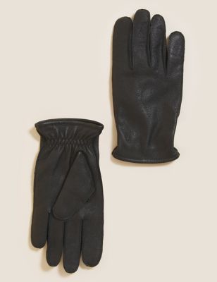 

Mens Autograph Cashmere Lined Leather Gloves - Black, Black