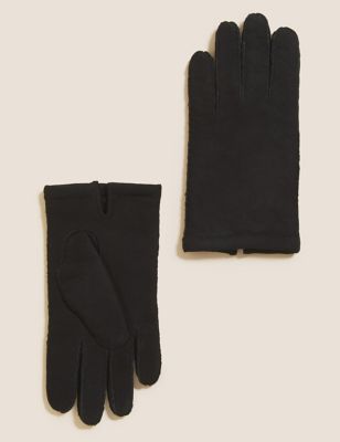 

Mens M&S Collection Sheepskin Leather Gloves - Black, Black
