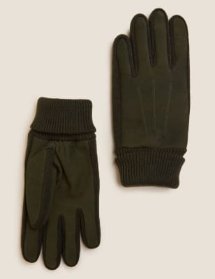 

Mens M&S Collection Nubuck Leather Gloves - Olive, Olive