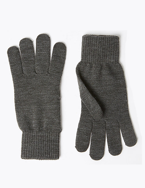 Marks And Spencer Mens M&S Collection Knitted Gloves - Charcoal