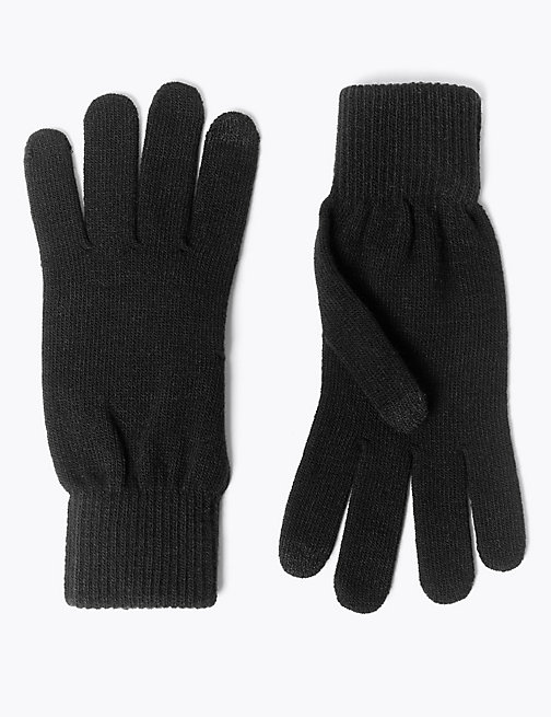 Marks And Spencer Mens M&S Collection Knitted Gloves - Black