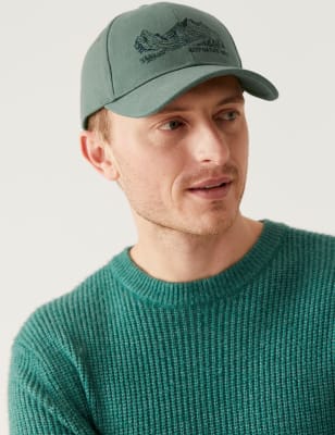 

Mens M&S Collection Bestickte Baseballmütze aus reiner Baumwolle - Green Mix, Green Mix