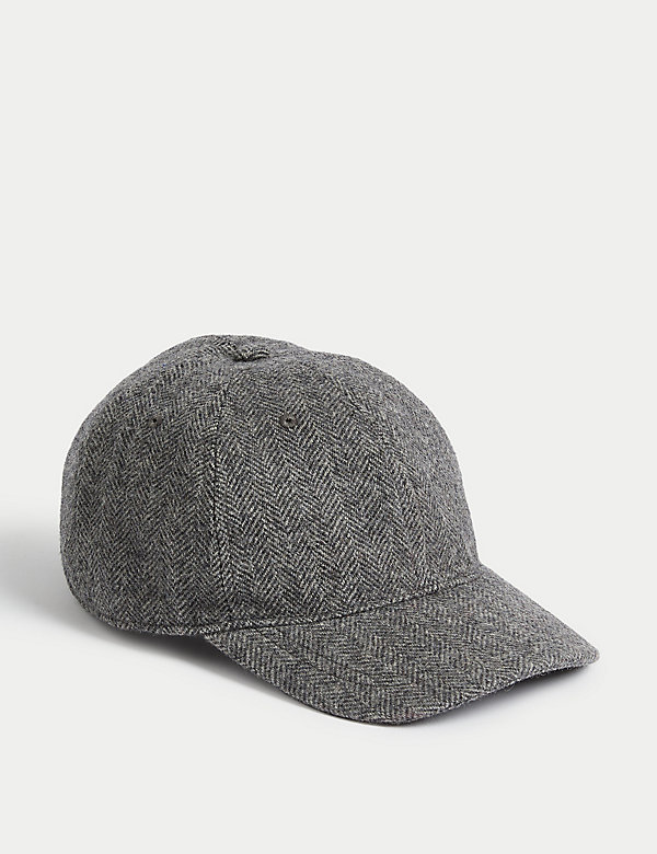 Pure Wool Herringbone Baseball Cap - IS