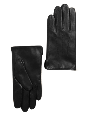 

Mens M&S Collection Lederhandschuhe mit Strukturmuster - Black, Black