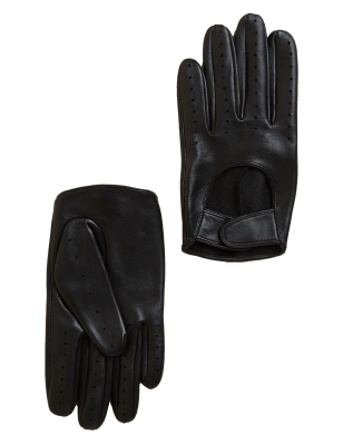 

Mens M&S Collection Leather Driving Gloves - Black, Black