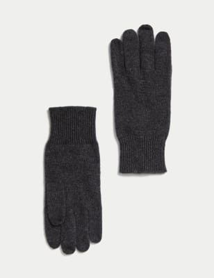 

Mens Autograph Pure Cashmere Knitted Gloves - Charcoal, Charcoal