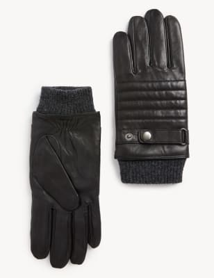 

M&S Collection Guantes de pielMens - Black, Black