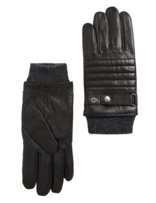 Mens M&S Collection Leather Gloves - Black
